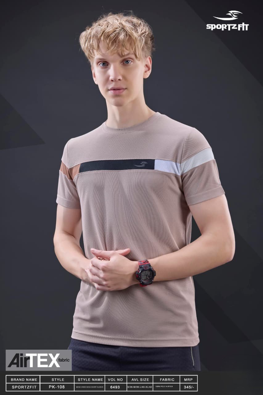 Men Round Neck T-Shirt  | Light Beige | XXL |  SBT49